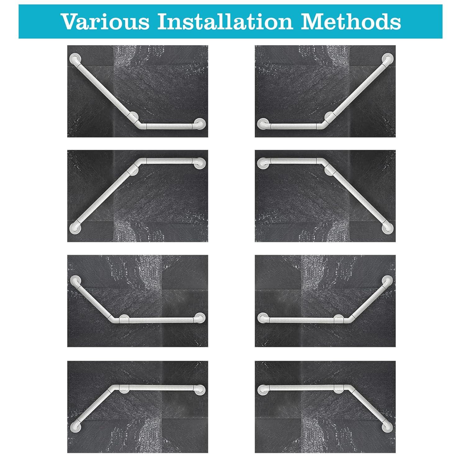 durable bathroom grab bar l shaped 90 degree stainless steel white