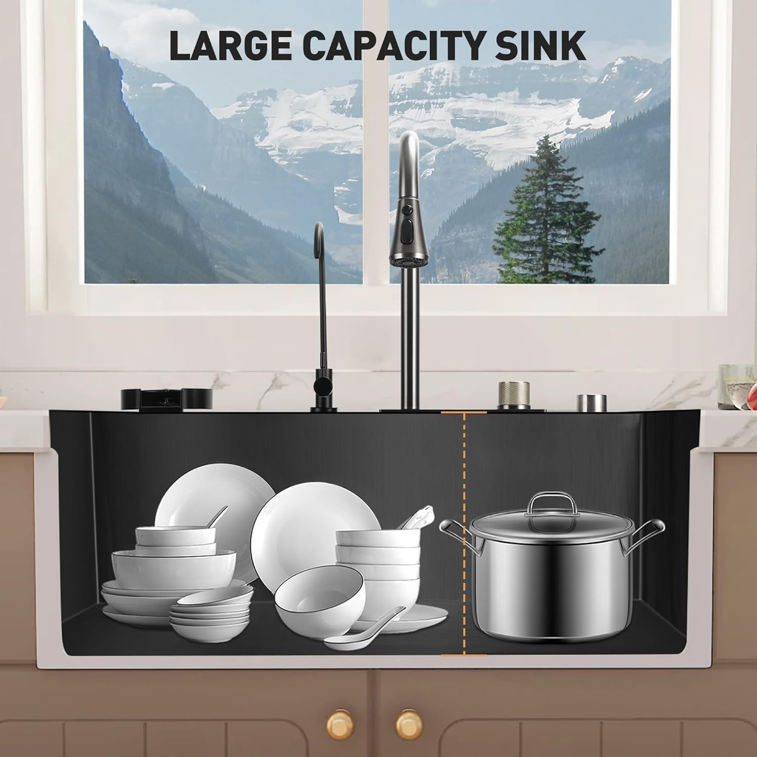 Large capacity of sink black 
