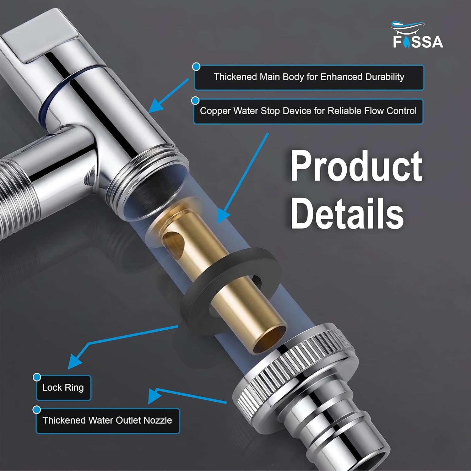 Laundry Faucet Silver Stainless Steel Angle Valve - Fossa Home 