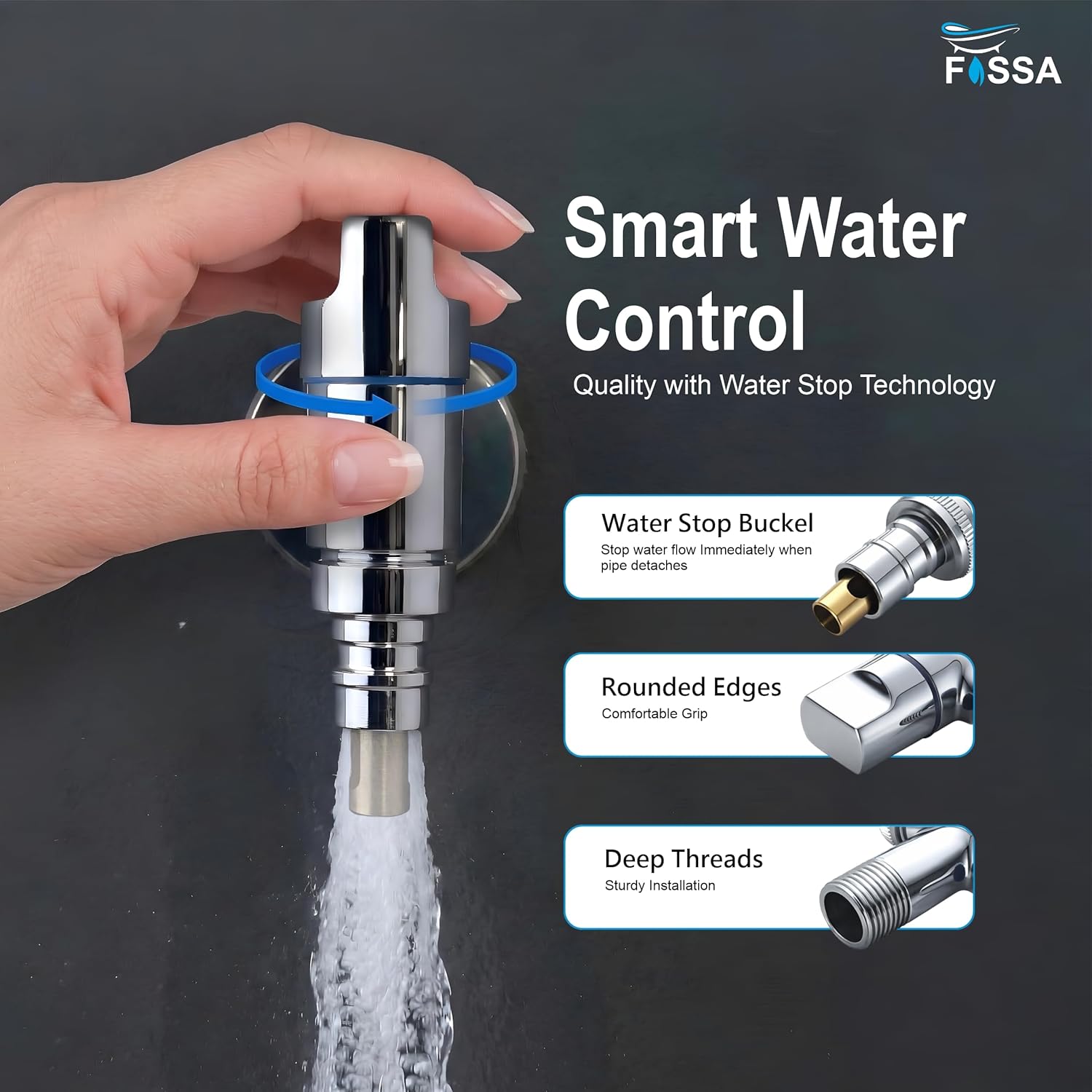 Laundry Faucet Silver Stainless Steel Angle Valve - Fossa Home 