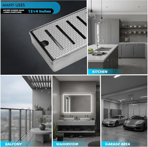 honeycomb linear floor drain channel 12x4 inch aisi 304 stainless steel