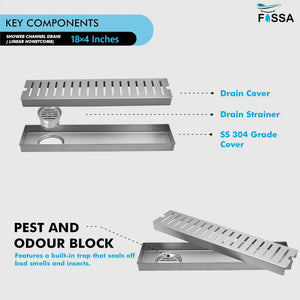 stainless steel linear shower drain channel 18x4 inch honeycomb finish
