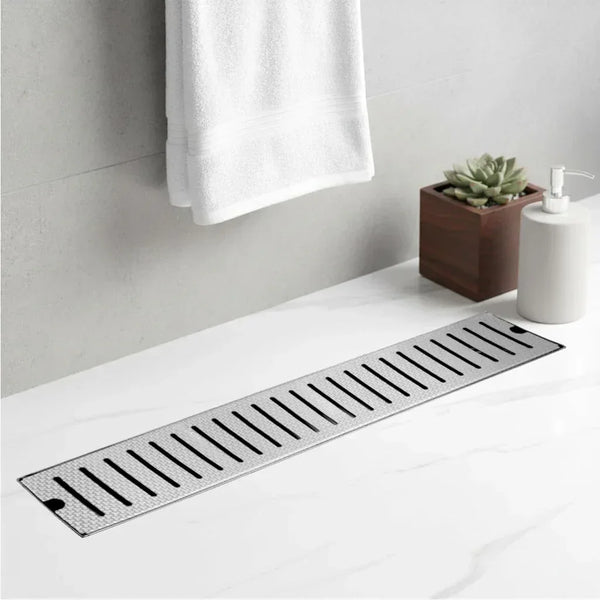 Linear (24 x 4 Inches) Honeycomb Shower Drain Channel AISI 304 Stainless Steel - Fossa Home 