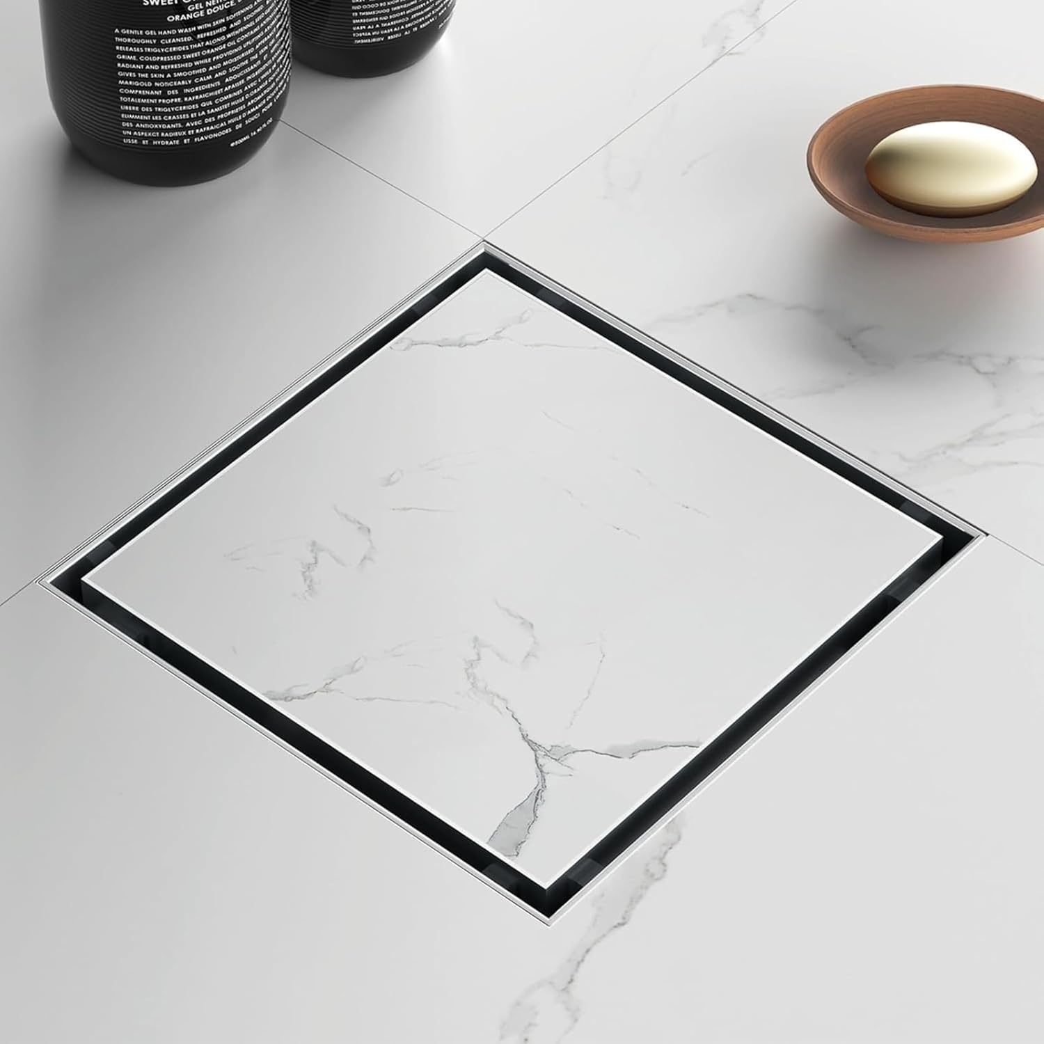 6 x 6 inch floor drain designed for smooth water drainage and modern bathroom use.