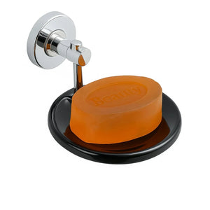 Round Stainless Steel Wall Mounted Soap Dish – Silver + Black - Fossa Home 