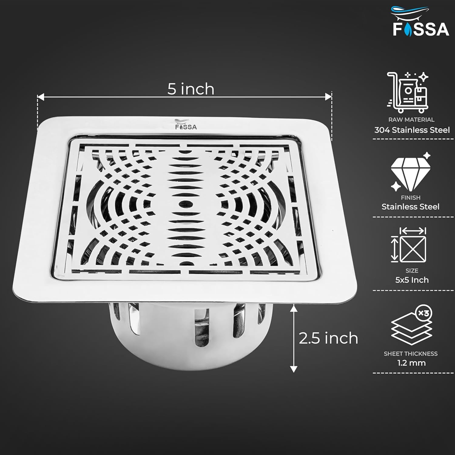 Modern Square Drain | Sleek Silver Finish | Clean Floor Look