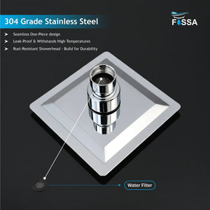 Fossa 4x4 Rain Overhead Shower Square 304 Stainless Steel Rain Showers Overhead Wall Mounted, Without Arm UOHS-001 - Fossa Home 