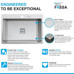 Premium Handmade (24 x 18 x 10) Inch Stainless Steel Single Bowl With Tap Hole Silver  Kitchen Sink