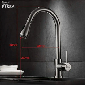 “Modern pull-out kitchen mixer tap with flexible hose for easy cleaning”