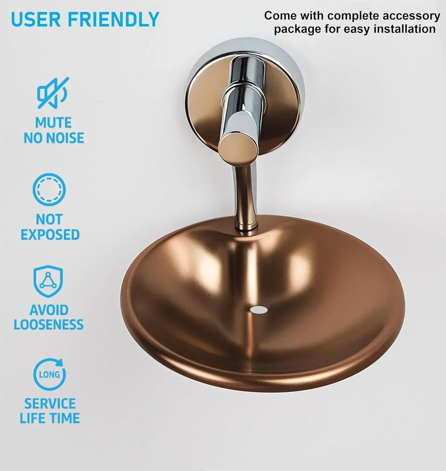 Round Stainless Steel Wall Mounted Soap Dish – silver + Rose Gold - Fossa Home 