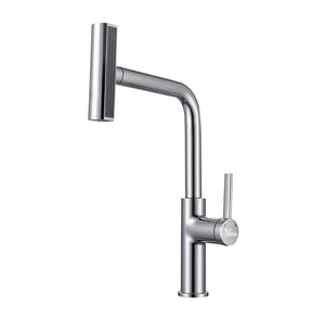 Rainfall Pull Out Four-Flow 360° Hot & Cold Stainless Steel Kitchen Mixer Faucet Silver - Fossa Home 
