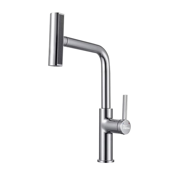 Rainfall Pull Out Four-Flow 360° Hot & Cold Stainless Steel Kitchen Mixer Faucet Silver - Fossa Home 