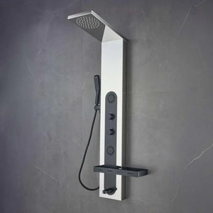  Silver black smart rainfall shower panel system with sleek modern design