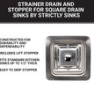 Sinks Stainless Steel Sink Strainer for Kitchen Sink - Stain Resistant Kitchen Sink Strainer with Large Collection Basket Sink Drain Strainer for All Square Drain Sinks (Silver) Fossa Home