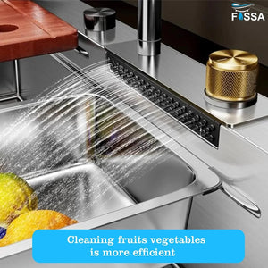 37x18x10 inch smart waterfall stainless steel kitchen sink silver finish