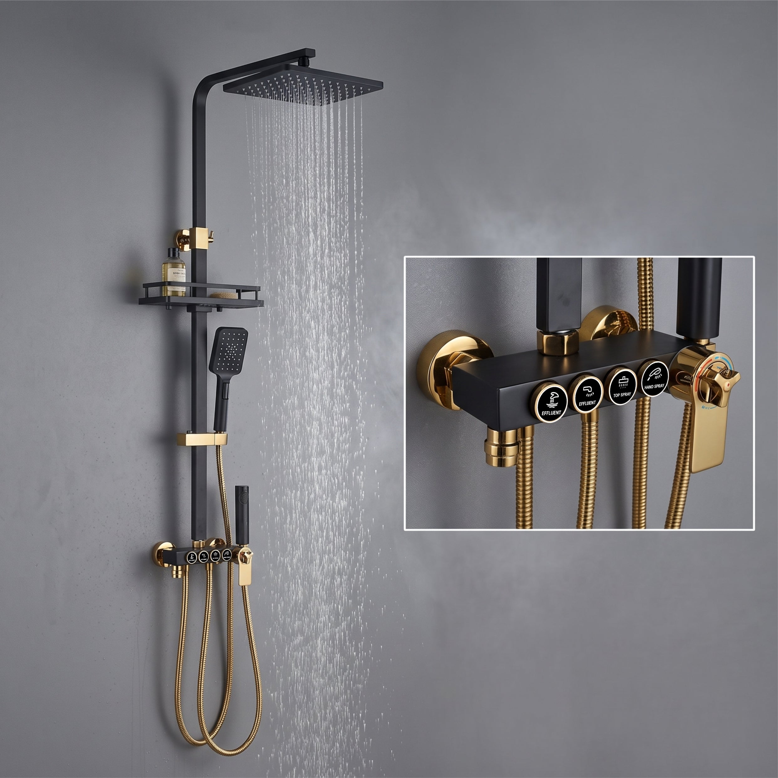 Aspire Premium Overhead Shower with stylish design, smooth water flow, durable body, and modern finish for luxury bathroom use.