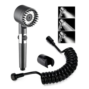 Snow 3 Modes ABS Black Finish Hand Shower With 1.5 Meter ABS Hose Pipe & Hook - Fossa Home 