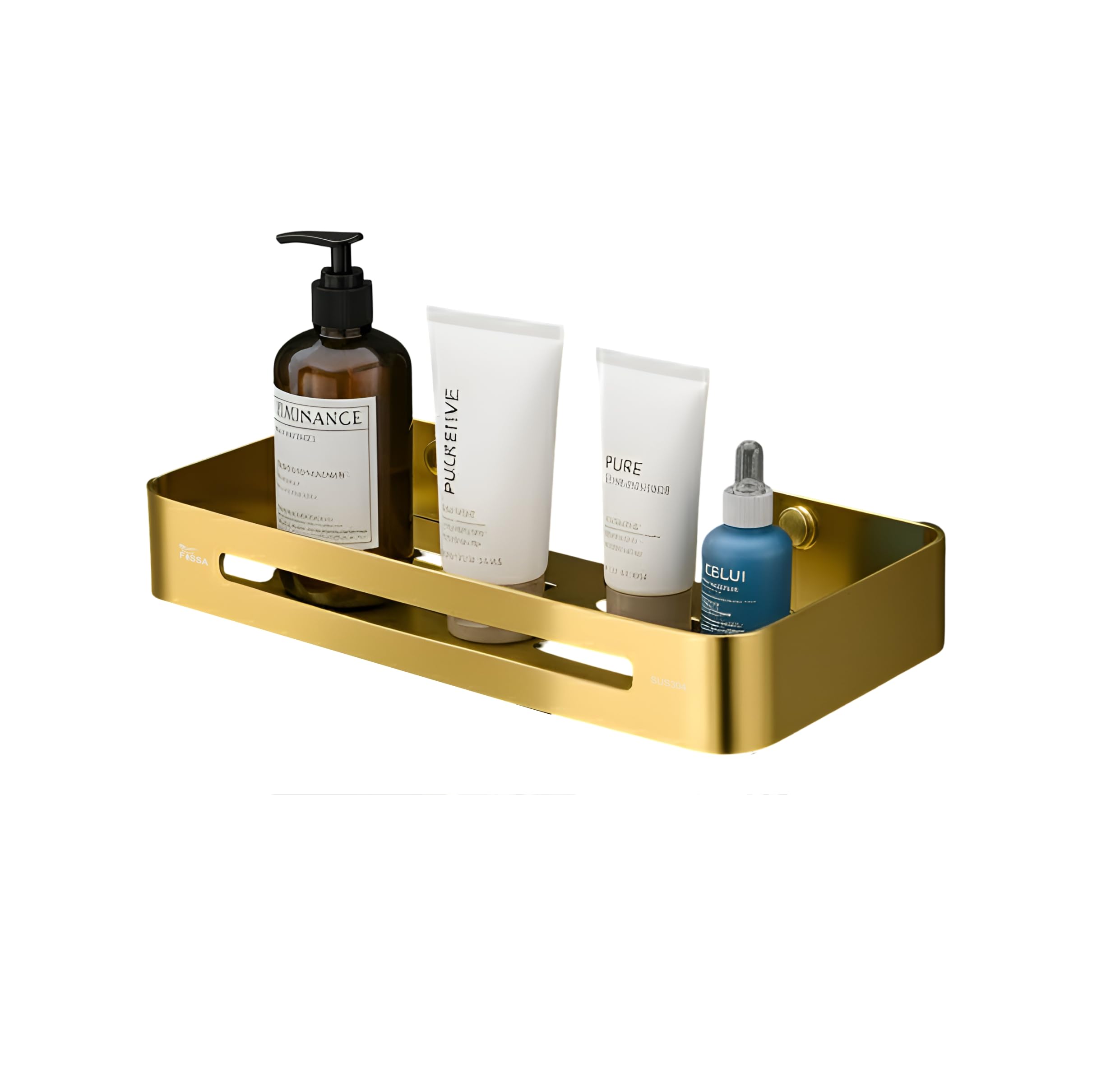 Square Stainless Steel Corner Shelf (Gold) - Fossa Home 