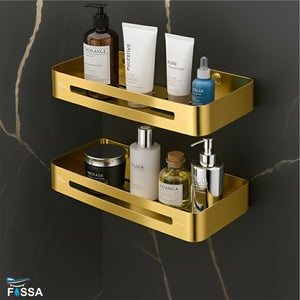 Square Stainless Steel Corner Shelf  (Gold) 2 set - Fossa Home 