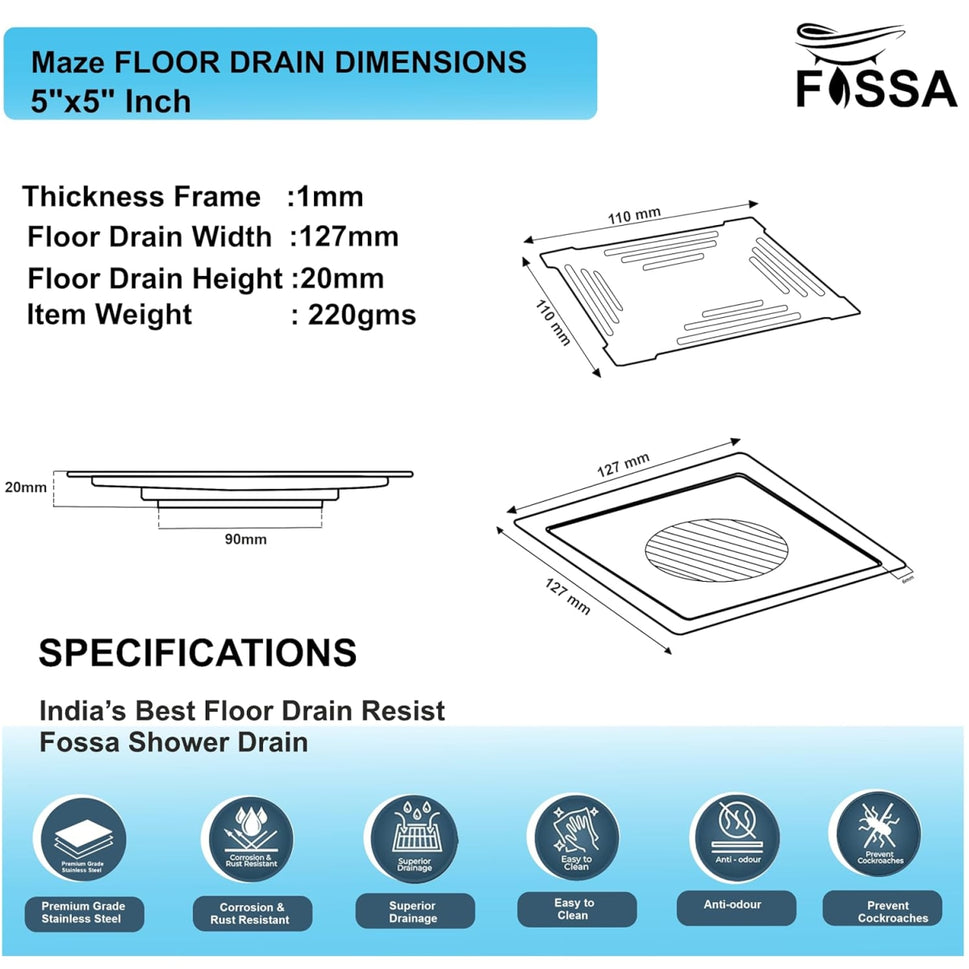 Dimension Floor Drain for bathroom kitchen 