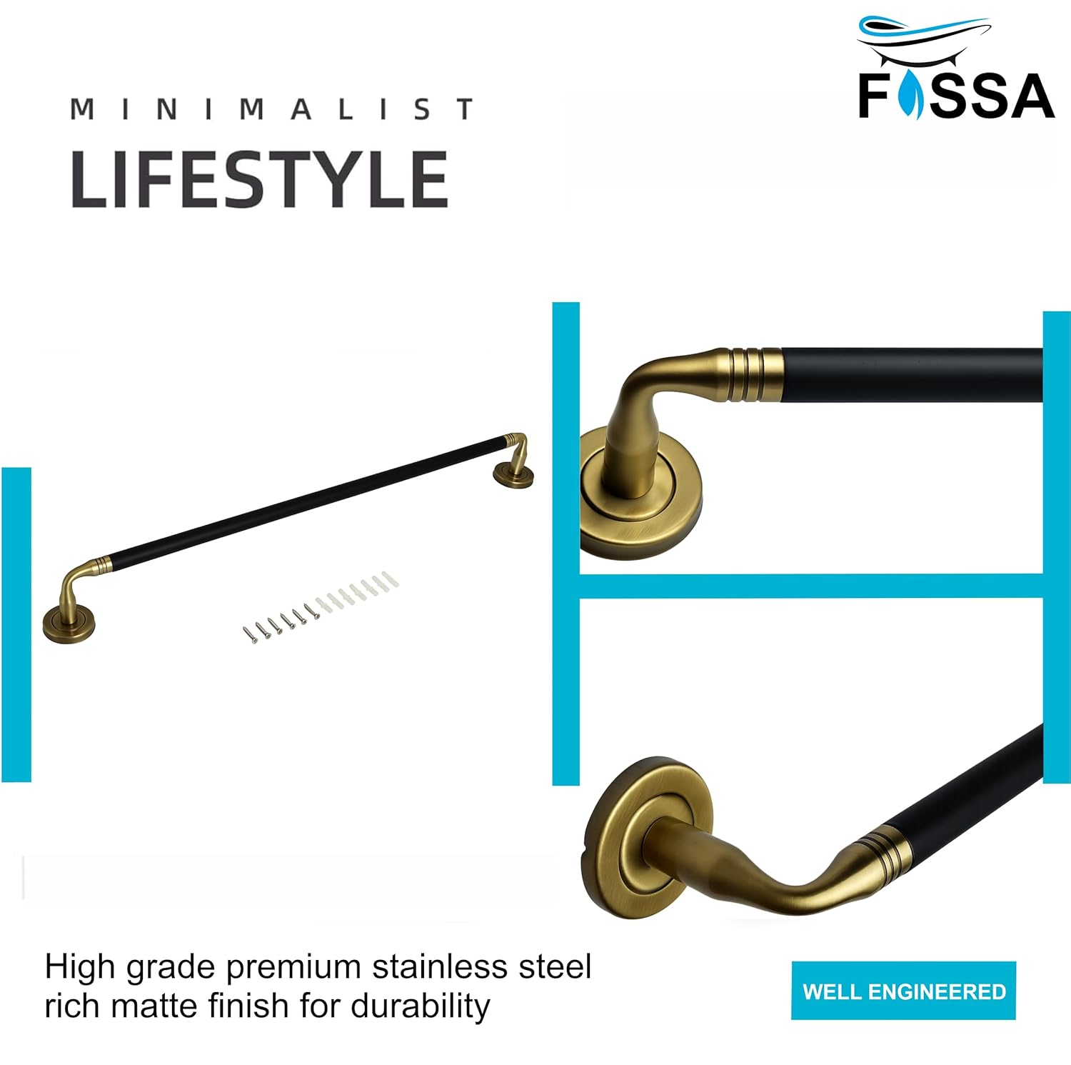 Space-saving towel rod that keeps towels organized and easy to access.