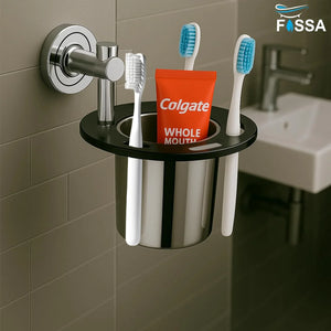 black chrome stainless steel brush and tumbler holder wall mounted