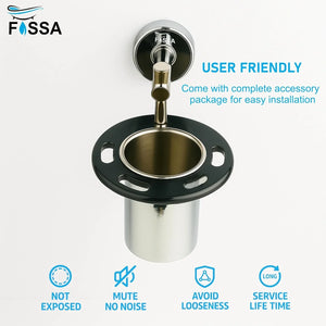 wall mounted stainless steel brush holder with tumbler black chrome design