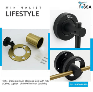 modern bathroom stainless steel brush and tumbler holder black gold