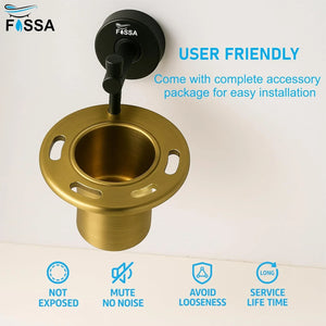 stylish stainless steel brush and tumbler holder black and gold finish