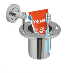 stainless steel wall mounted brush and tumbler holder silver bathroom accessory