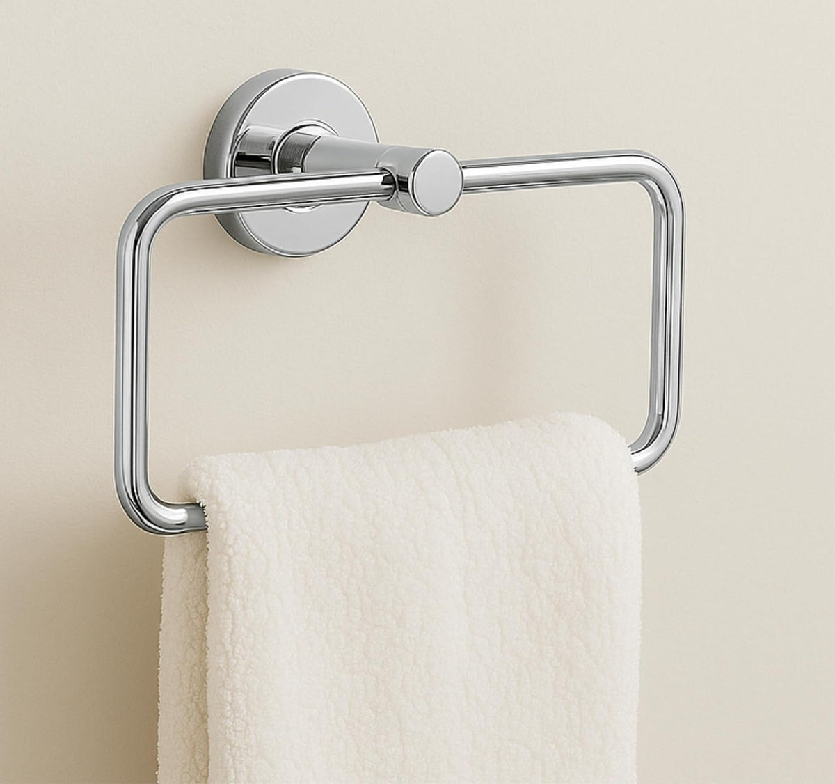 Fossa Stainless Steel Square Towel Ring for Bathroom, Napkin Holder for Wash Basin, Napkin Holder Chrome Finish (Silver)
