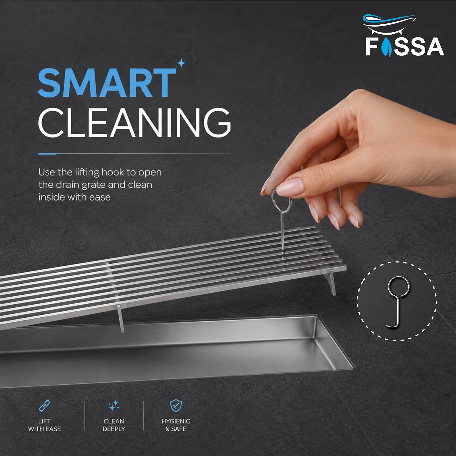 Concealed Drainage | Matching Floor Design | Removable Tray | Modern Finish