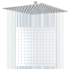 Ultra (12x12 Inches) 304- Grade Stainless Steel Chrome Finish Overhead Shower Without Arm - Fossa Home 