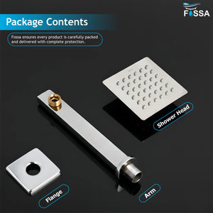 Ultra (4x4 Inches) 304- Grade Stainless Steel Chrome Finish Overhead Shower With Arm (9 Inch) - Fossa Home 