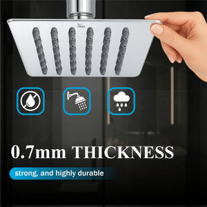 Ultra (4x4 Inches) 304- Grade Stainless Steel Chrome Finish Overhead Shower With Arm (9 Inch) - Fossa 