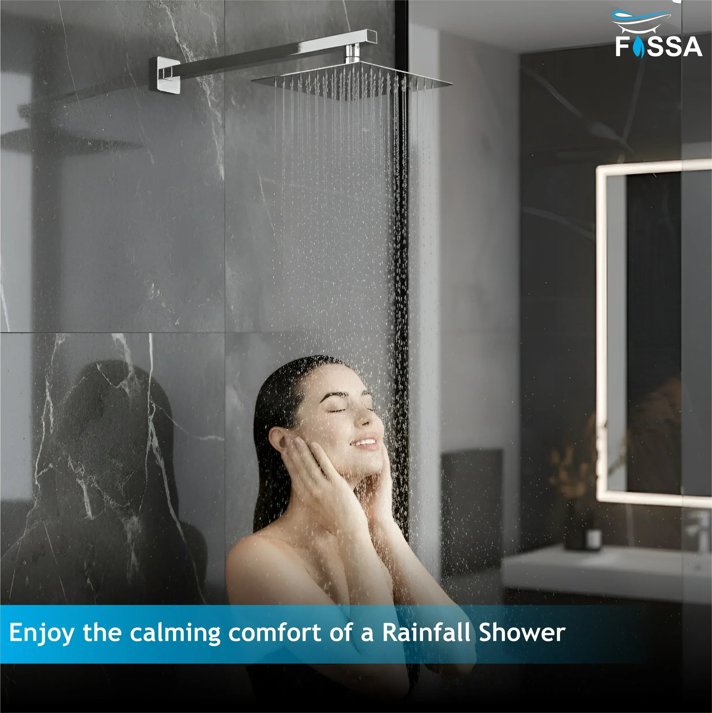 Ultra (6x6 Inches) 304- Grade Stainless Steel Chrome Finish Overhead Shower Without Arm - Fossa Home 