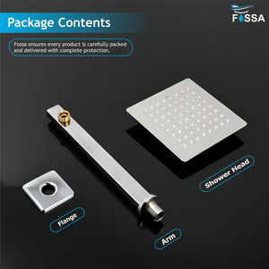 Ultra (6x6 Inches) 304- Grade Stainless Steel Chrome Finish Overhead Shower With Arm (12 Inch) - Fossa Home 