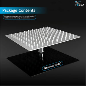 Ultra (8x8 Inches) 304- Grade Stainless Steel Chrome Finish Overhead Shower Without Arm - Fossa Home 