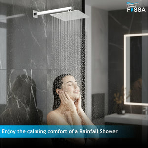 Ultra (8x8 Inches) 304- Grade Stainless Steel Chrome Finish Overhead Shower Without Arm - Fossa Home 