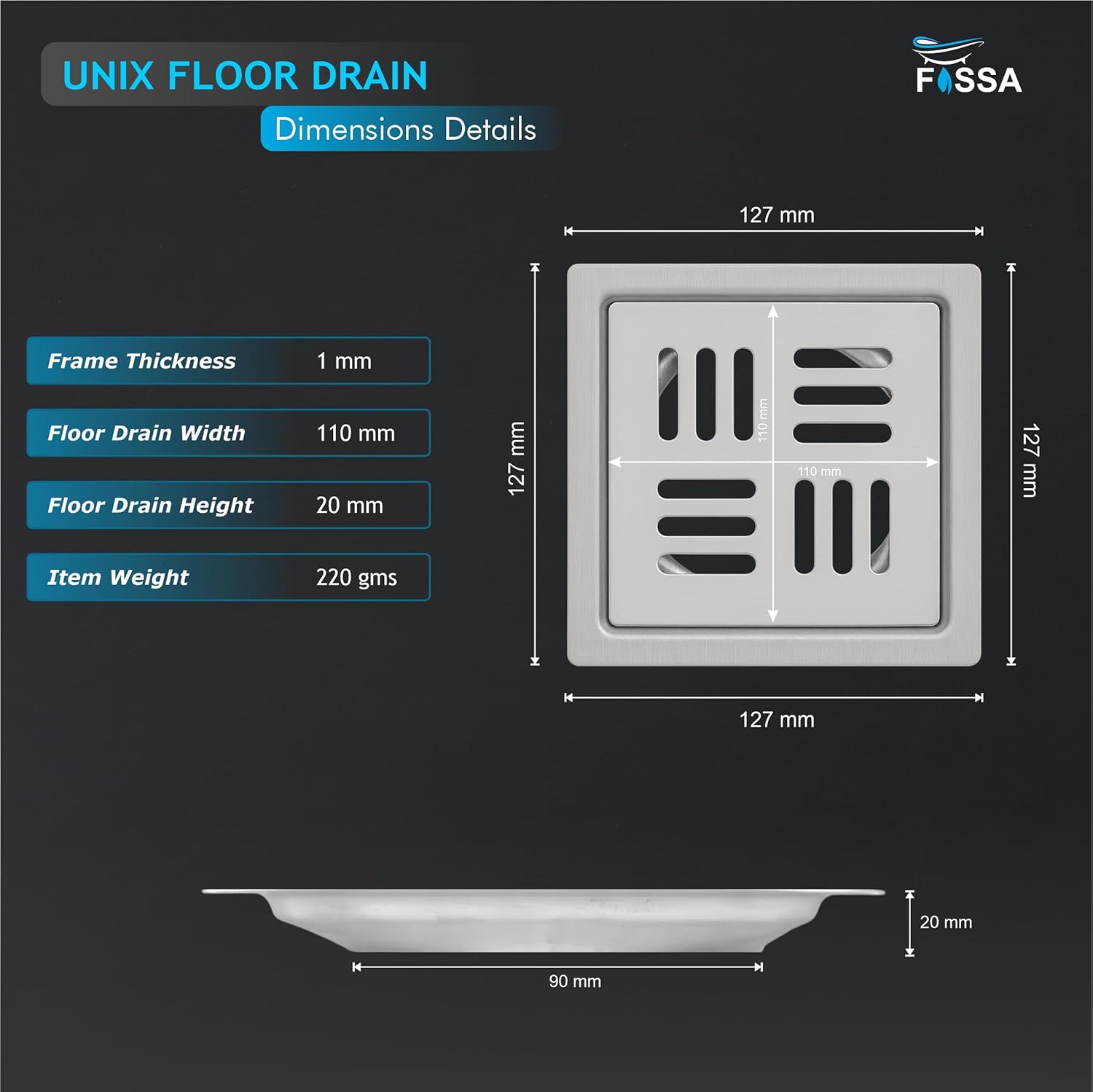 Enhances wet area aesthetics with a clean appearance.