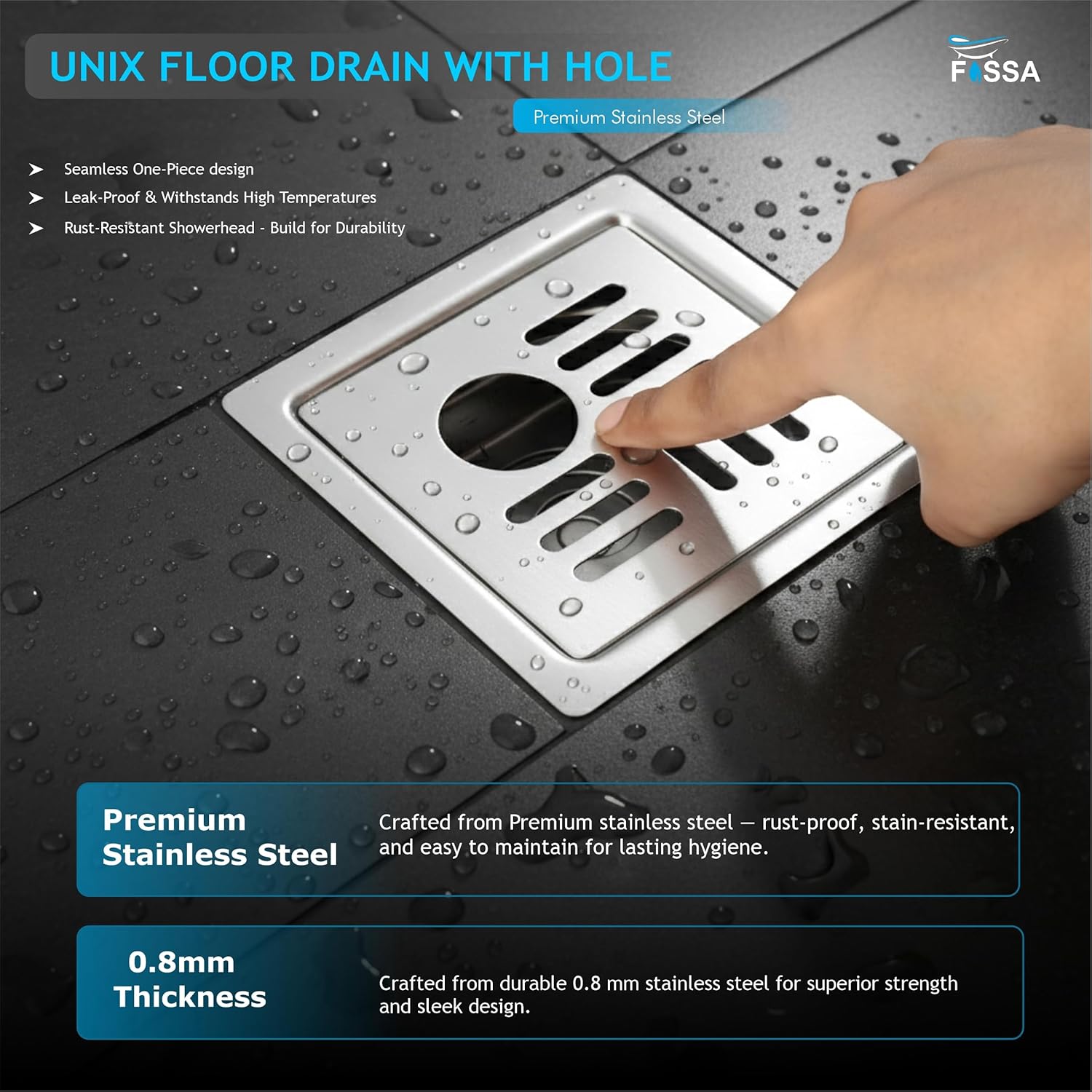 Enhances bathroom aesthetics with a clean stylish look.