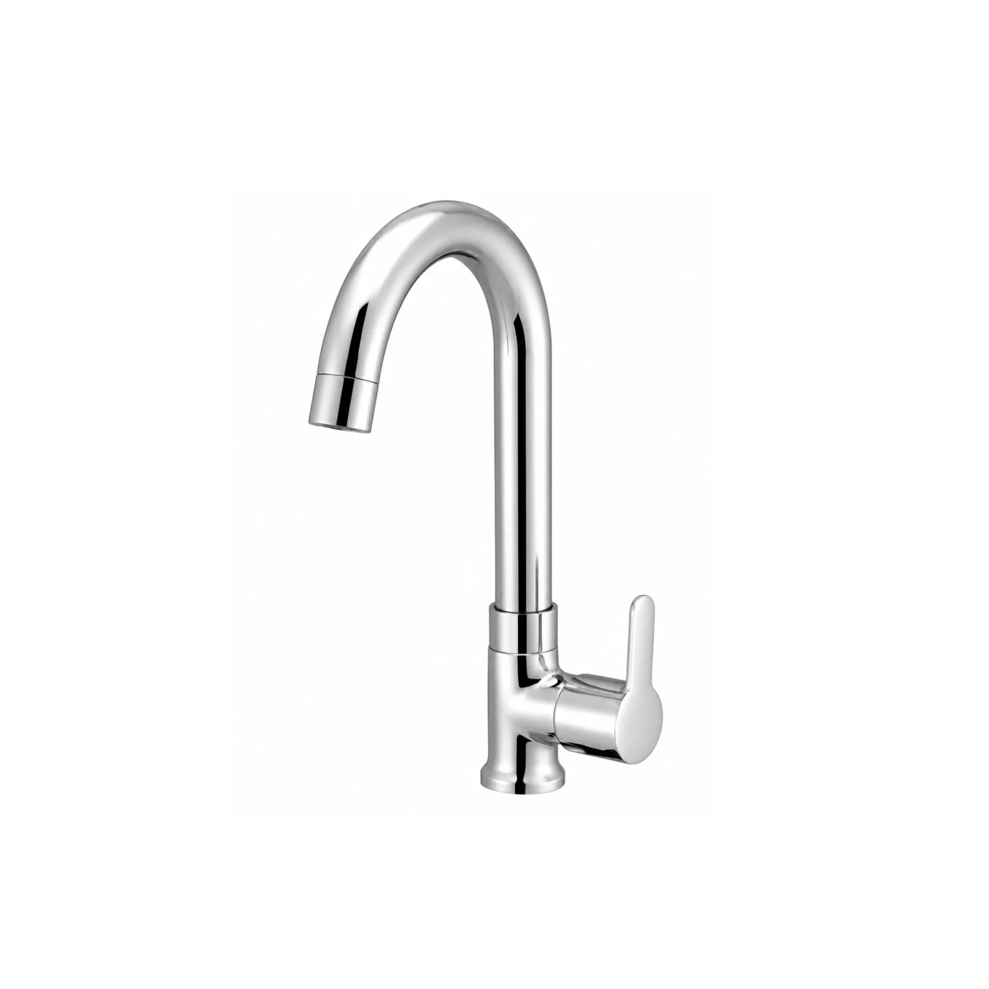 Qubid Swan-Neck Single Lever 360° Kitchen Faucet – Silver Chrome