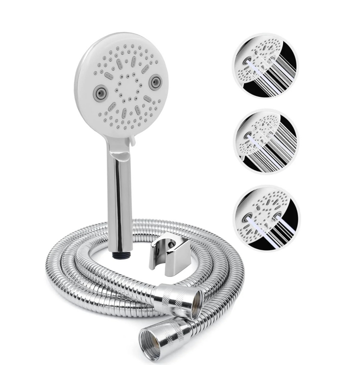 Fossa Panda Luxury Handheld Shower Head with 5 Spray Setting Modes, Multi-Function, Large Hand Shower with Wall Hook and 1M SS Shower Tube,Handheld Shower for Bathroom (Chrome Finish)