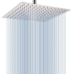 Fossa 12"X12" Inch Rain Shower - Square High Pressure Shower Head Made of 304 Stainless Steel Chrome Finish (With Arm Set 24" Inch)