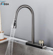 Wainfall Kitchen Sink Faucet Pull Out Four Water Outlet Modes Cold and Hot Can Rotate TAP ( Grey Silver ) Fossa Home