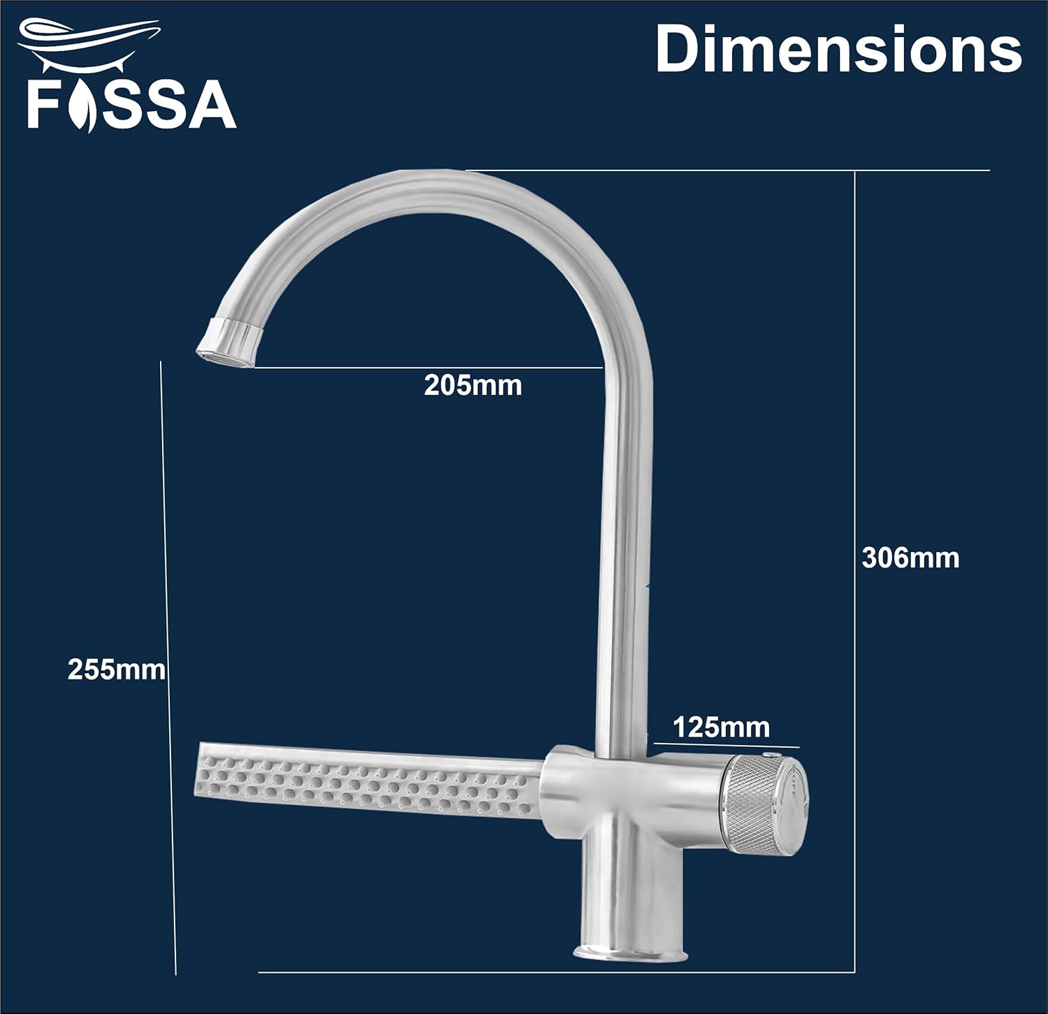 Waterfall Dual-Flow 360° Hot & Cold Stainless Steel Kitchen Mixer Faucet Silver - Fossa Home 