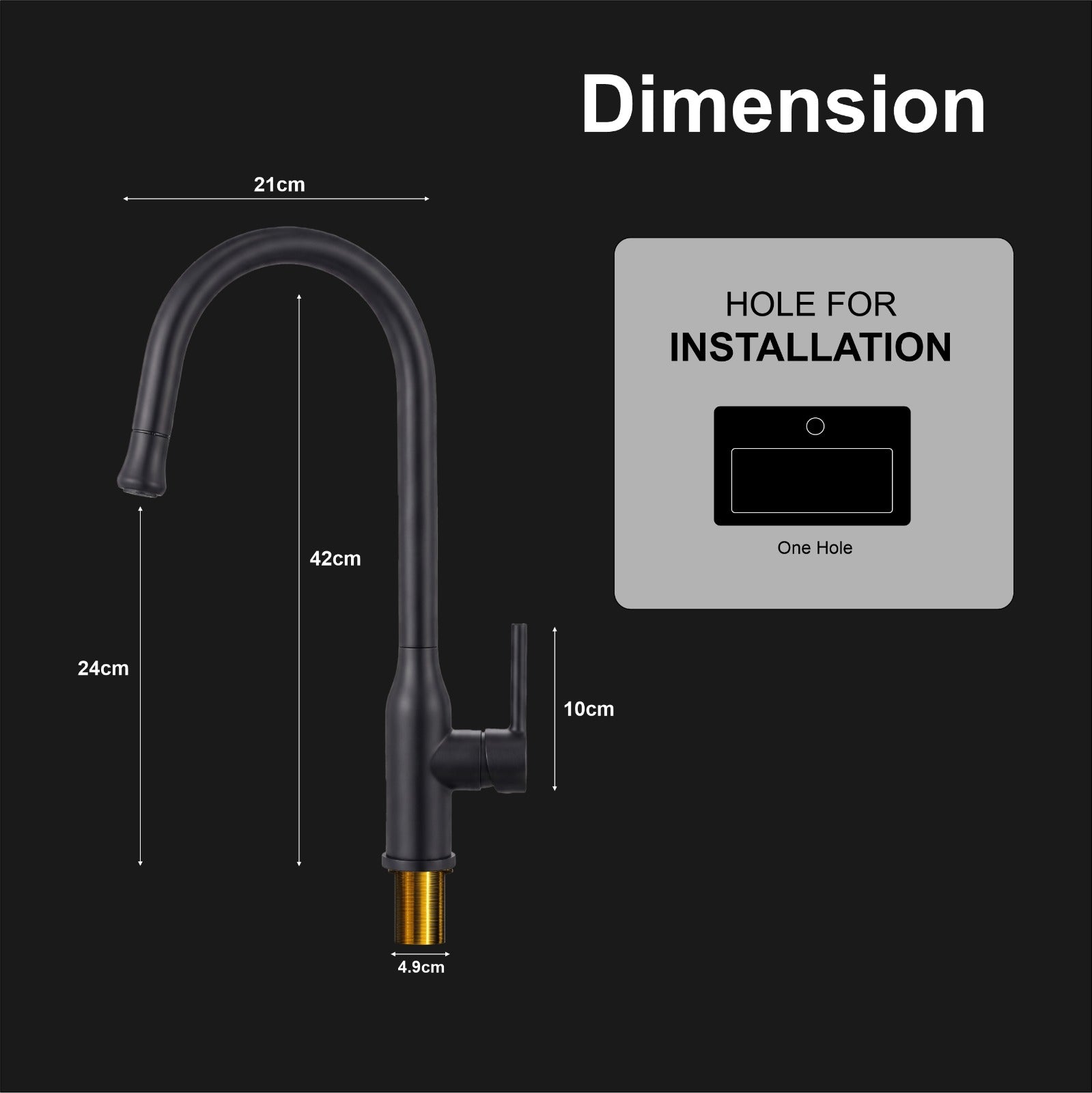 Omega Single-Flow 360° Hot & Cold 304 Stainless Steel Kitchen Mixer Faucet Black