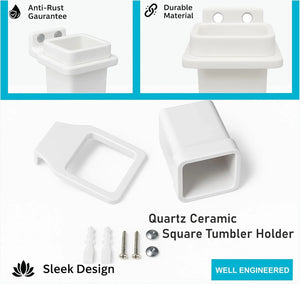 white color brush holder abs ceramic finish durable bathroom accessory