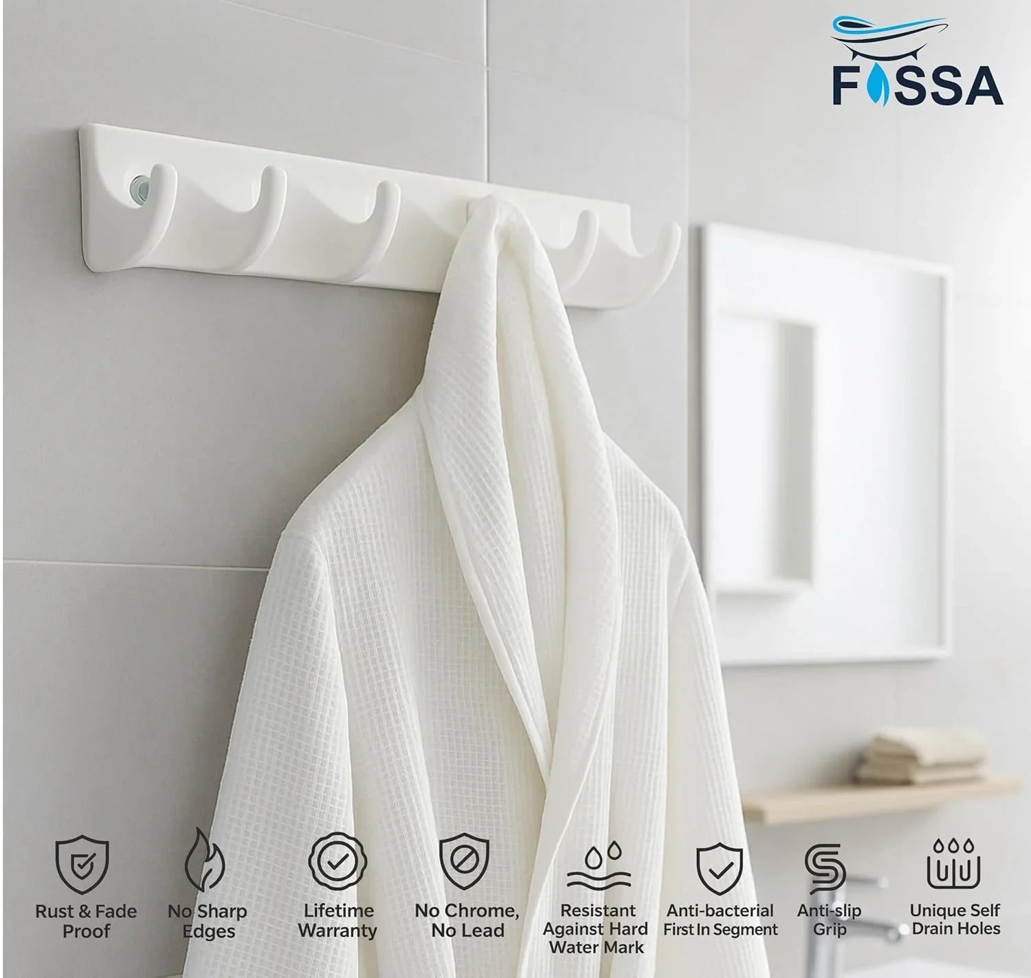 stylish white cloth hanger abs unbreakable ceramic finish rw 132