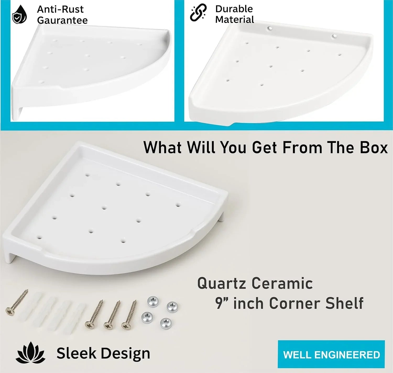 white corner shelf wall-mounted ABS ceramic finish bathroom storage